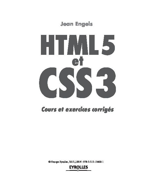 Cours pdf de HTML 5 et CSS avec exercices corrigés  Télécharger cours