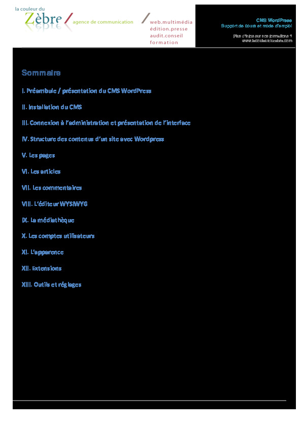 Support de cours CMS Wordpress en pdf  Télécharger cours informatique